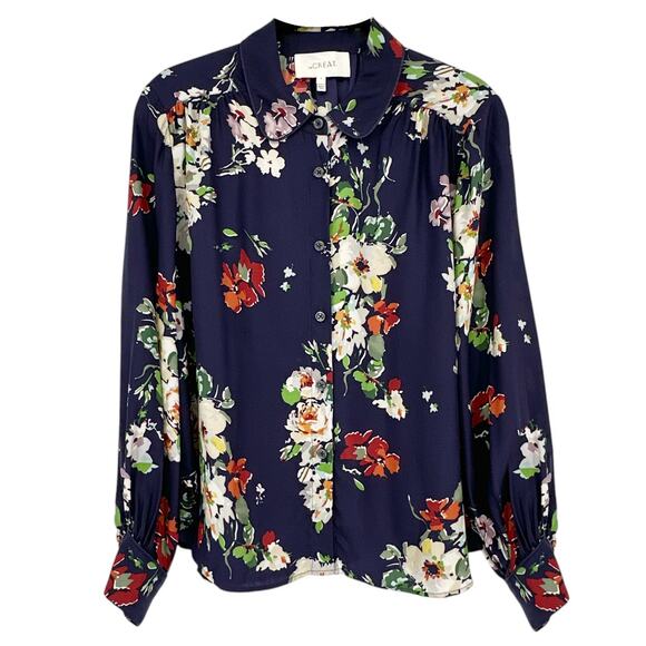 THE GREAT. The Boudoir Button Up Silk Shirt 0|XS - Picture 1 of 12